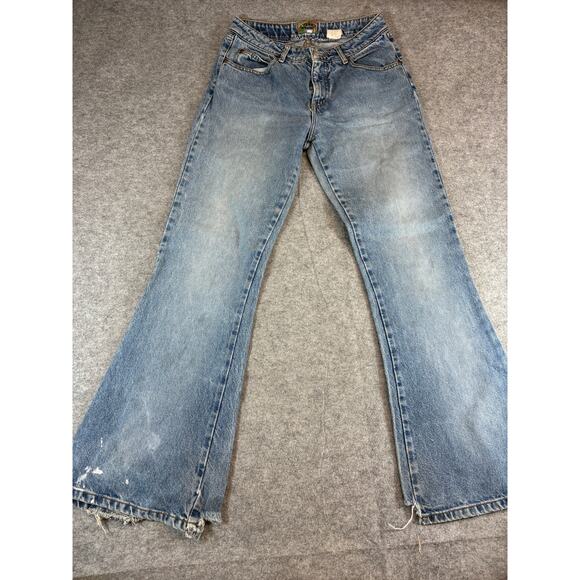 Vintage Paris Blues Experience Jeans Women 9 Blue Denim Flared Baggy Raw Hem Y2K - Picture 1 of 7